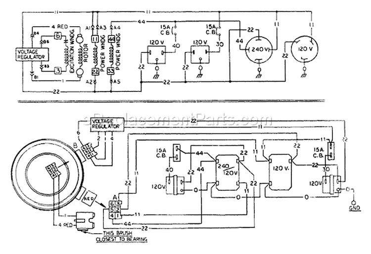 Page D Diagram and Parts List for 8796-0  Briggs and Stratton Generator